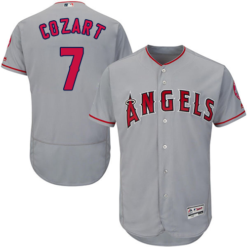 Angels of Anaheim #7 Zack Cozart Grey Flexbase Authentic Collection Stitched MLB Jersey - Click Image to Close